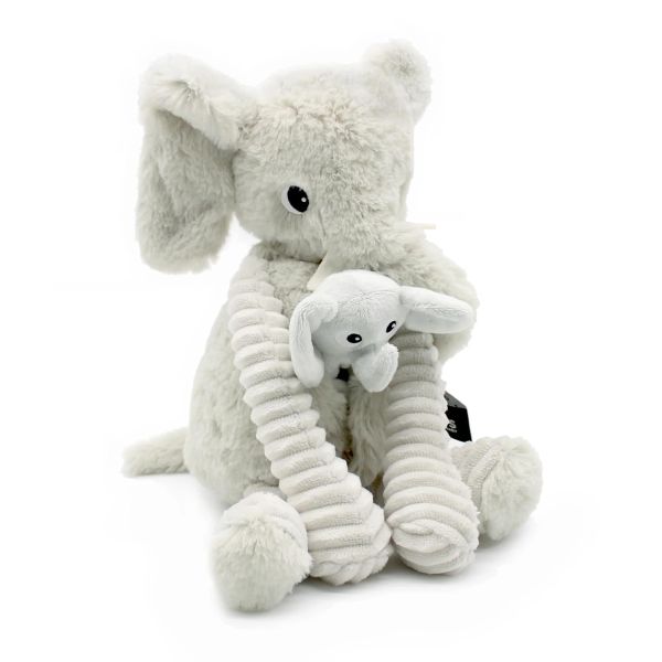Peluche Les Ptipotos Éléphant et son bébé Gris