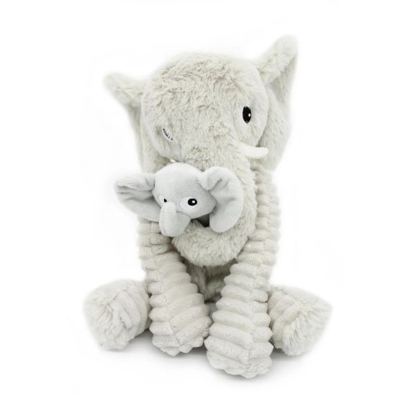 Peluche Les Ptipotos Éléphant et son bébé Gris