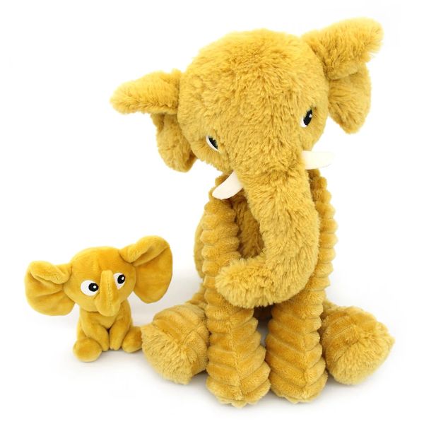 Peluche Les Ptipotos Éléphant et son bébé Moutarde