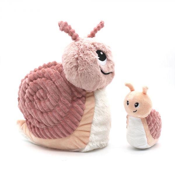 Peluche Ptipotos Escargot maman et son bébé rose