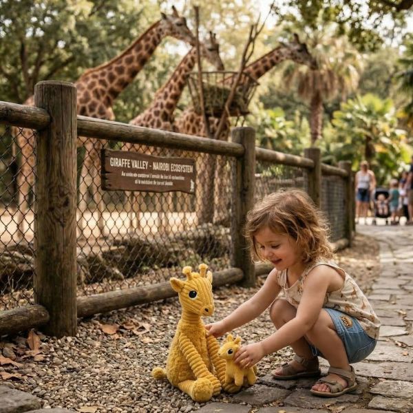 Peluche Les Ptipotos la girafe Loncou maman et bébé