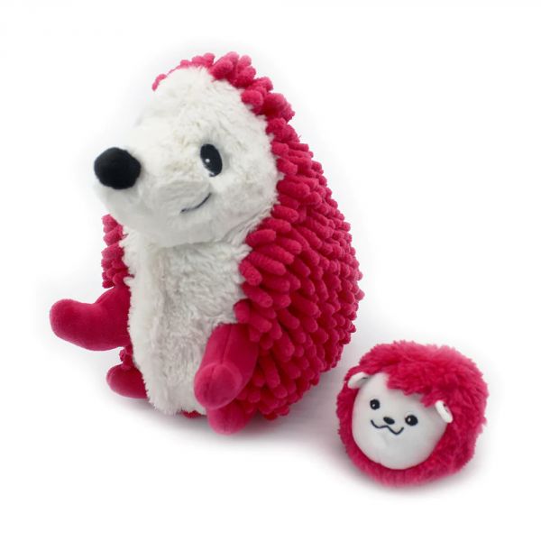Peluche Les Ptipotos hérisson et son bébé Piktou betterave