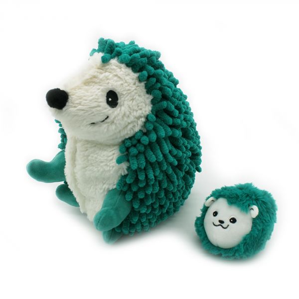 Peluche Les Ptipotos hérisson et son bébé Piktou vert