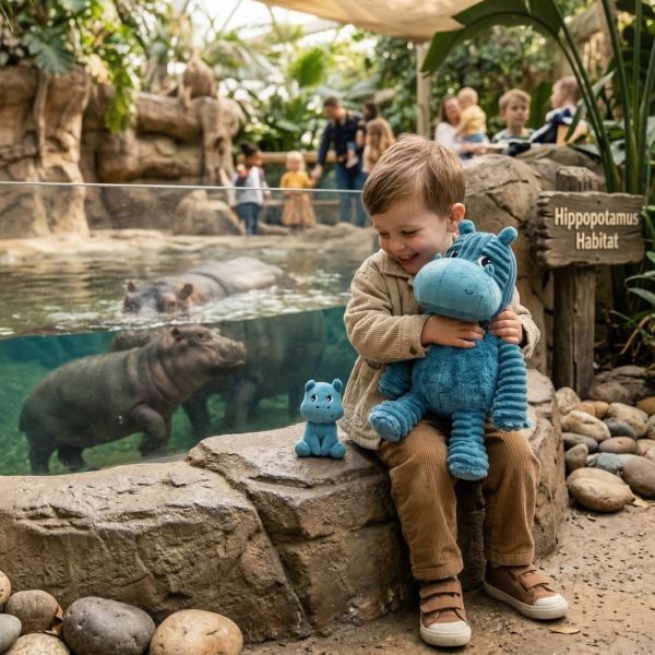 Peluche Les Ptipotos l'hippopotame Bibou maman et bébé