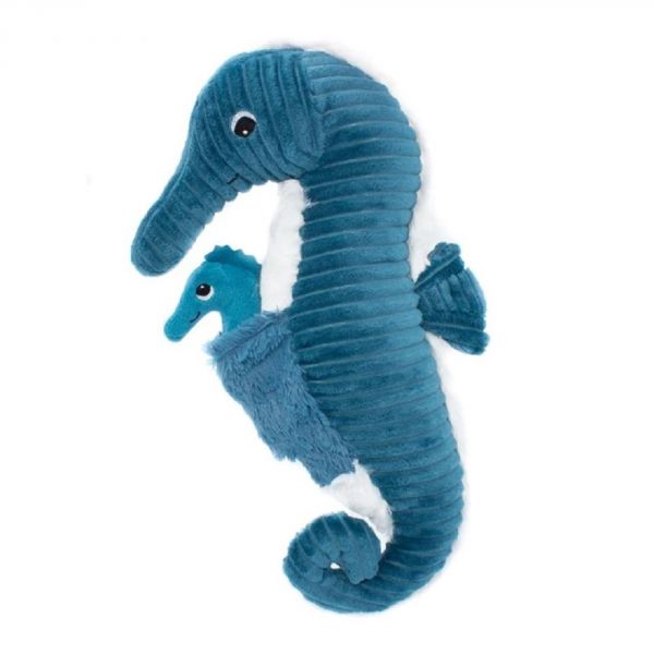 Peluche Les Ptipotos hippocampe et son bébé Papadou bleu