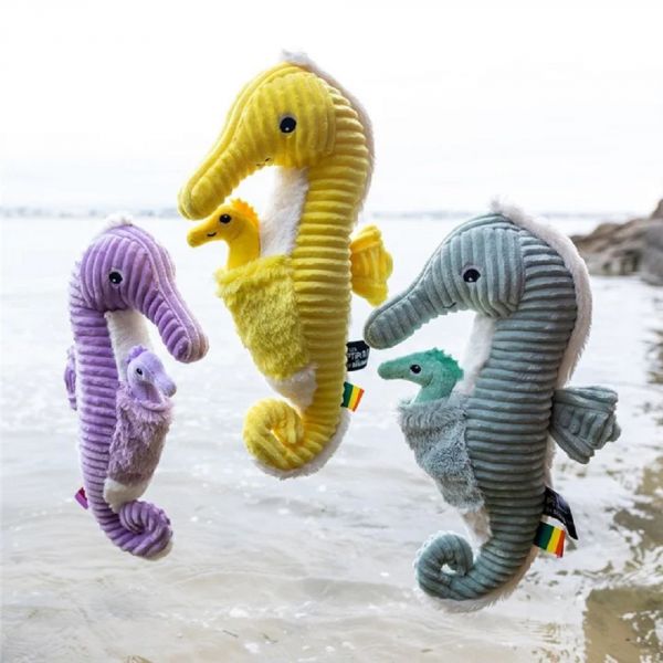 Peluche Les Ptipotos hippocampe et son bébé Papadou menthe