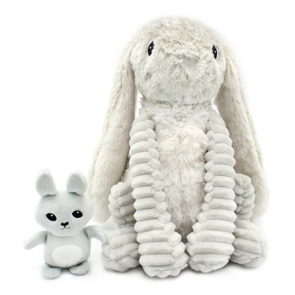 Peluche Les Ptipotos Lapin et son bébé Gris