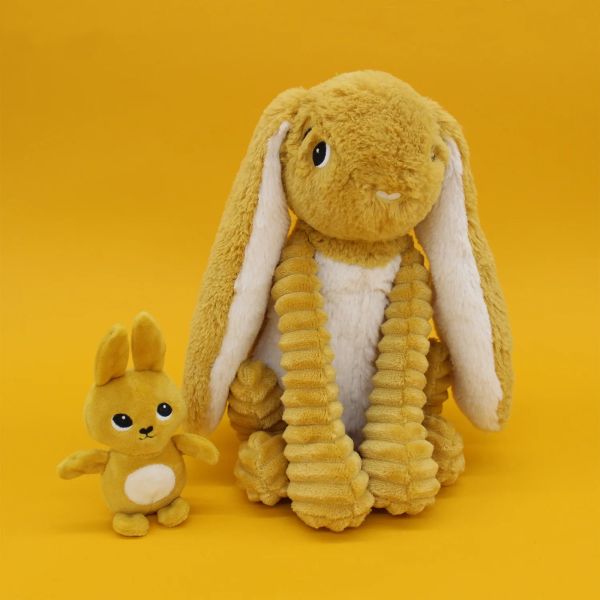 Peluche Les Ptipotos Lapin et son bébé Moutarde