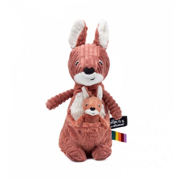 Peluche Les Ptipotos kangourou et son bébé Allezou terracotta