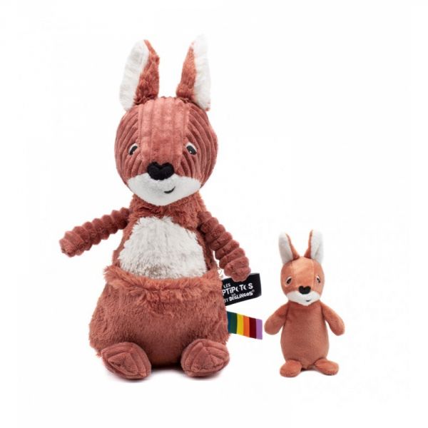 Peluche kangourou et son bébé terracotta Allézou Les Ptipotos