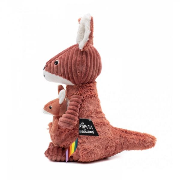 Peluche Les Ptipotos kangourou et son bébé Allezou terracotta