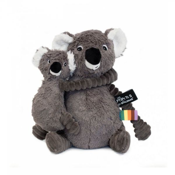 Peluche Les Ptipotos koala et son bébé Trankilou gris