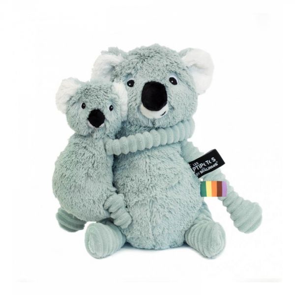 Peluche Les Ptipotos koala et son bébé Trankilou menthe