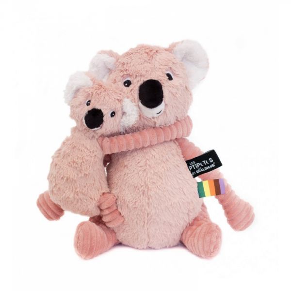 Peluche Les Ptipotos koala et son bébé Trankilou rose