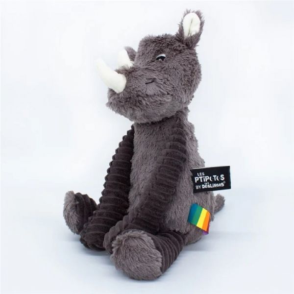 Peluche rhinocéros gris Grobisous Les Ptipotos