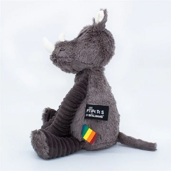 Peluche Les Ptipotos rhinocéros Grobisous gris