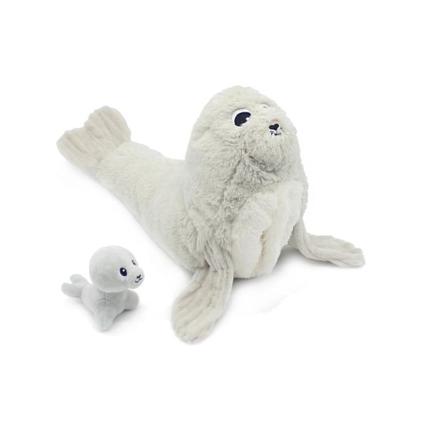 Peluche Les Ptipotos otarie maman et bébé Gris clair