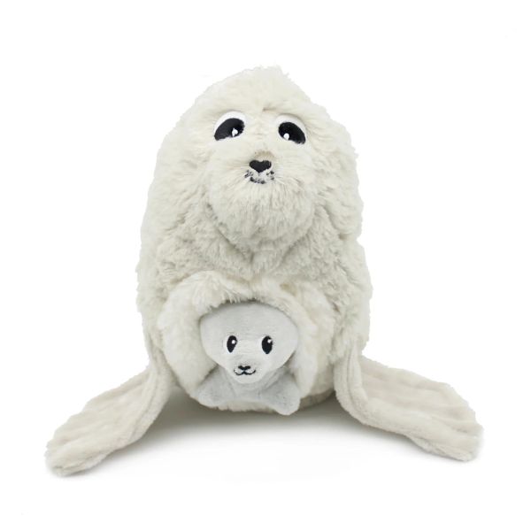 Peluche Les Ptipotos otarie maman et bébé Gris clair