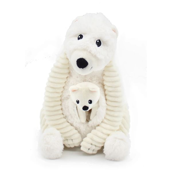 Peluche Les Ptipotos ours polaire maman et bébé Blanc