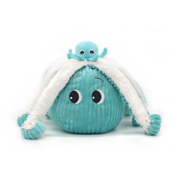 Peluche géante Les Ptipotos pieuvre et son bébé Filou Aqua