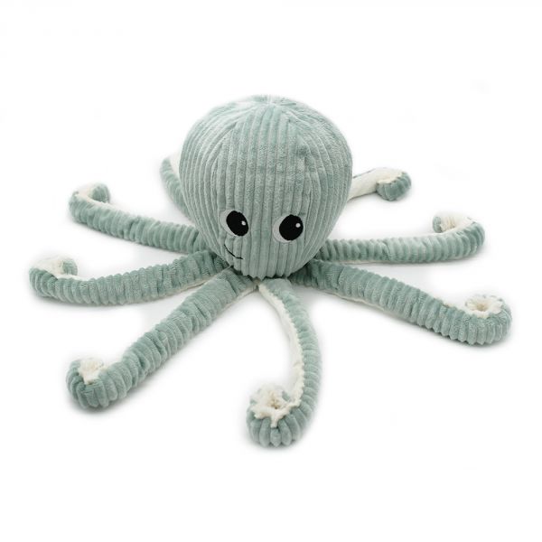 Peluche géante Les Ptipotos pieuvre et son bébé Filou menthe
