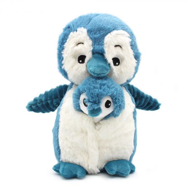 Peluche Ptipotos Pingouin maman et son bébé bleu