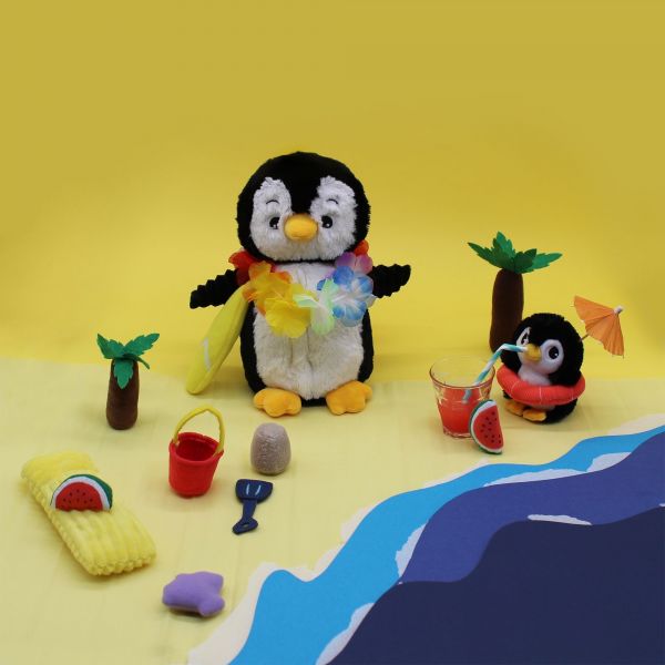 Peluche Ptipotos Pingouin maman et son bébé menthe