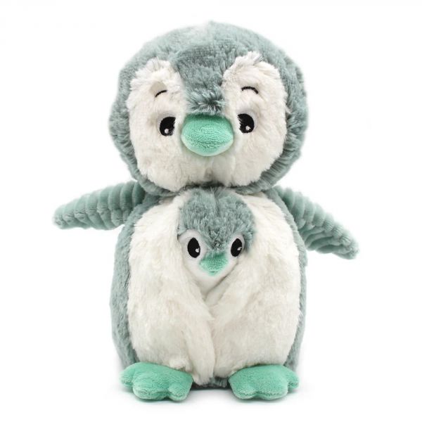 Peluche Ptipotos Pingouin maman et son bébé menthe