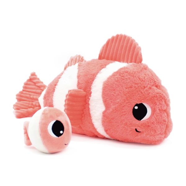 Peluche Les Ptipotos poisson clown maman et bébé Corail