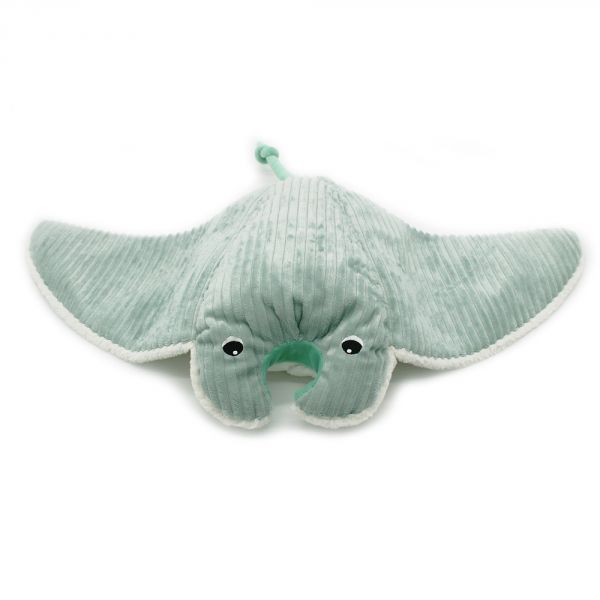 Peluche géante Les Ptipotos raie manta et son bébé Mantalou menthe
