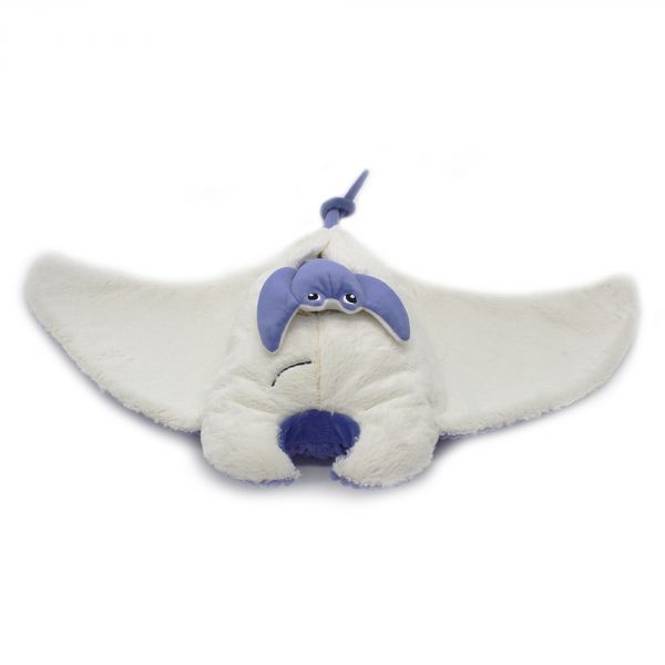 Peluche géante Les Ptipotos raie manta et son bébé Mantalou violet