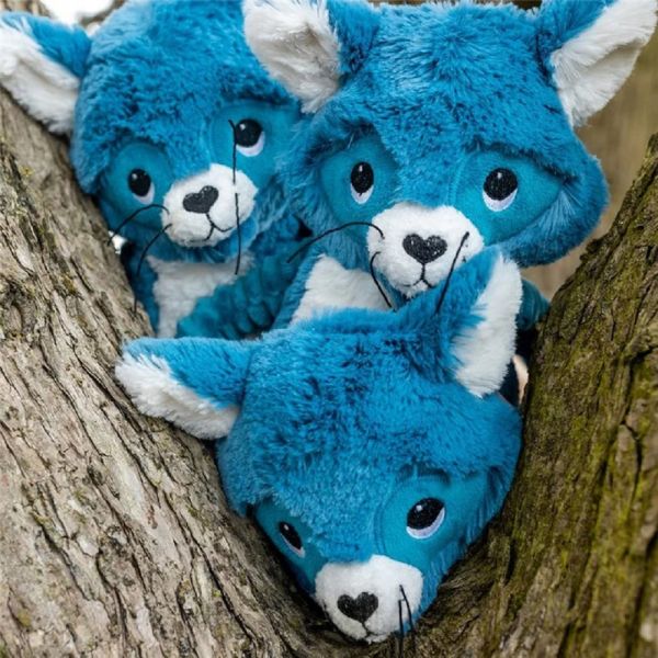 Peluche Les Ptipotos raton laveur Netoitou bleu