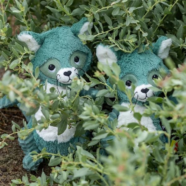 Peluche Les Ptipotos raton laveur Netoitou vert