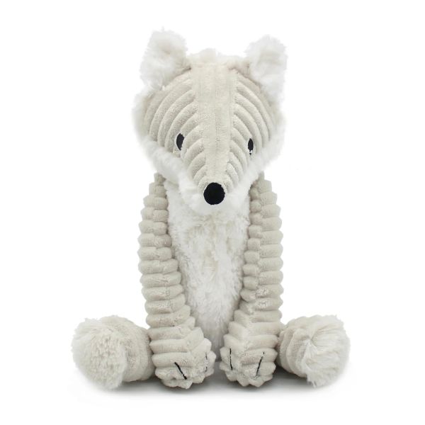 Peluche Les Ptipotos renard arctique maman et bébé Gris clair