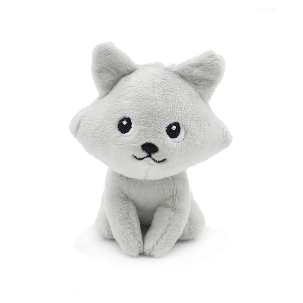 Peluche Les Ptipotos renard arctique maman et bébé Gris clair