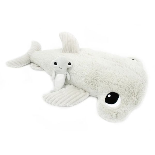 Peluche Les Ptipotos Requin et son bébé Gris