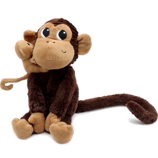 Peluche Les Ptipotos le singe Zazou maman et bébé