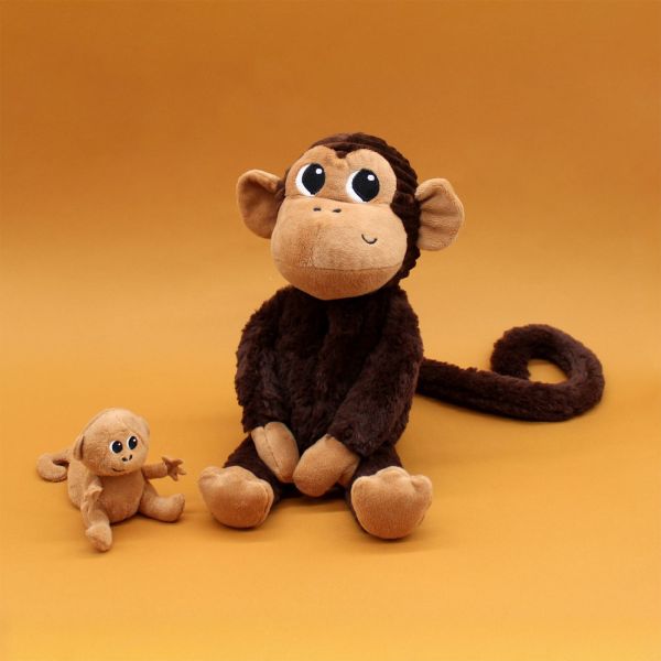 Peluche Les Ptipotos le singe Zazou maman et bébé
