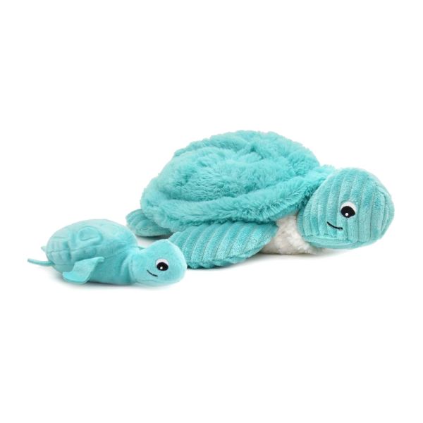 Peluche Les Ptipotos maman et bébé tortue Aqua
