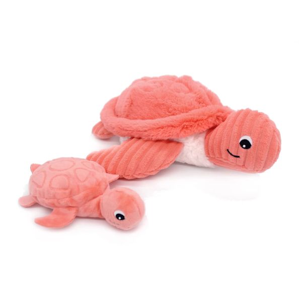 Peluche Les Ptipotos maman et bébé tortue Corail