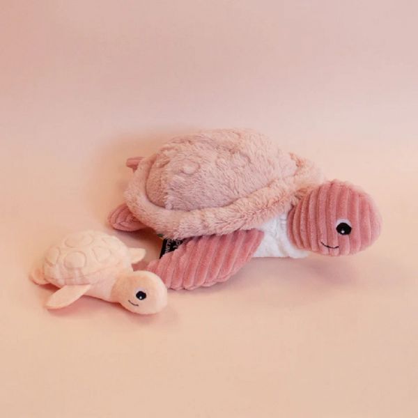 Peluche tortue et son bébé rose Sauvenou Les Ptipotos