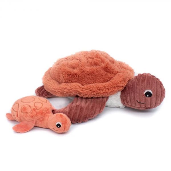 Peluche tortue et son bébé terracotta Sauvenou Les Ptipotos