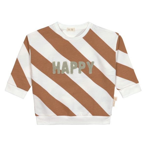 Pull enfant en coton bio - Little Gang blanc caramel 3/6 mois