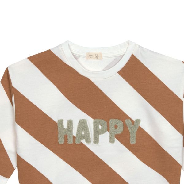Pull enfant en coton bio - Little Gang blanc caramel 3/6 mois