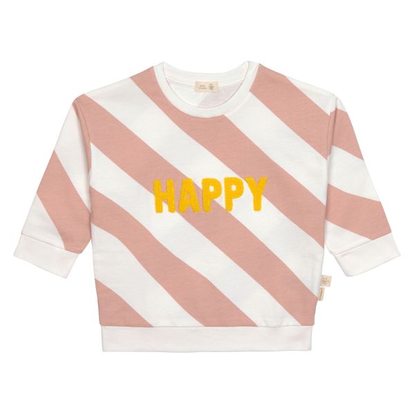Pull enfant en coton bio - Little Gang blanc rose 3/6 mois