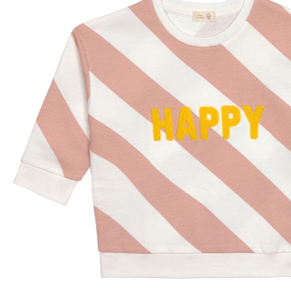 Pull enfant en coton bio - Little Gang blanc rose 3/6 mois