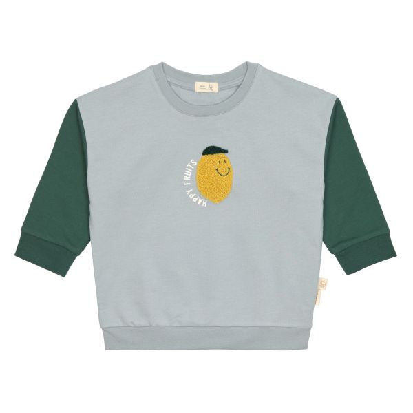 Pull enfant en coton bio - Little Gang Citron bleu clair 3/6 mois