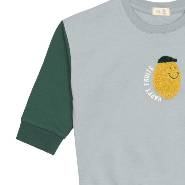 Pull enfant en coton bio - Little Gang Citron bleu clair 3/6 mois