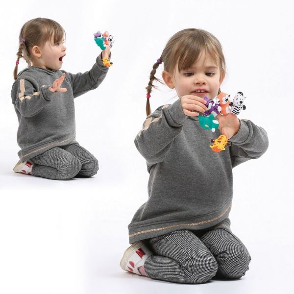 Lot de 5 Marionnettes à doigts Puppets Animaux de la savane