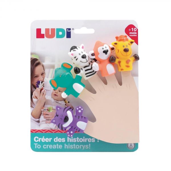 Lot de 5 Marionnettes à doigts Puppets Animaux de la savane